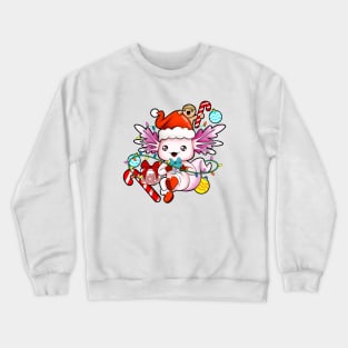 With gingerbread man and hat - Axolotl Christmas Crewneck Sweatshirt